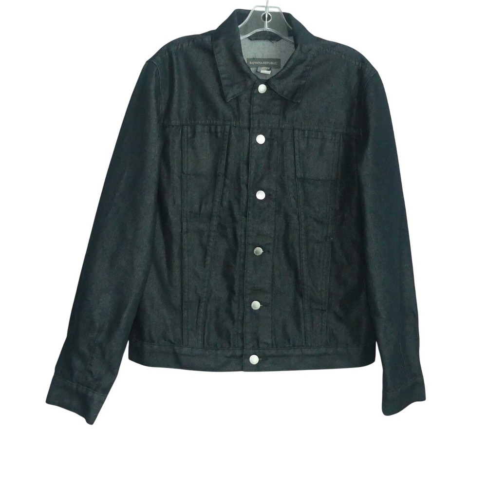 Banana Republic Womens Black Denim Trucker Jacket Small Streetwear Layer